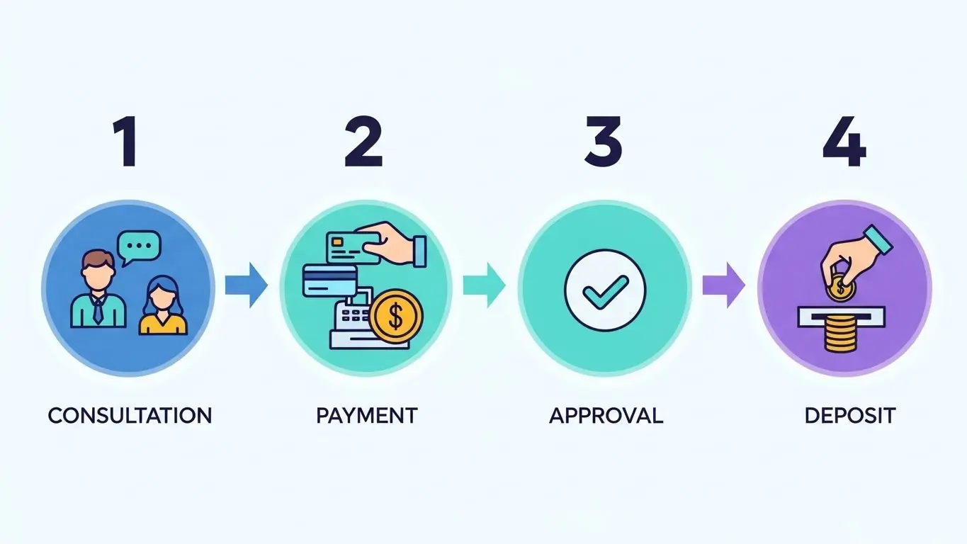 신용카드 현금화 절차와 선택 시 유의사항을 설명하는 다이어그램